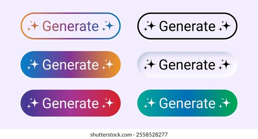 Vector illustration of Ai Generate button set in different colors