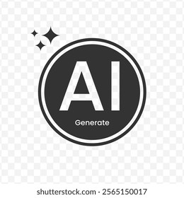 Vector illustration of AI generated icon in dark color and transparent background(PNG).