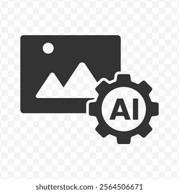 Vector illustration of AI image settings icon in dark color and transparent background(PNG).