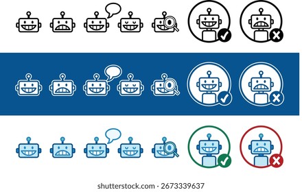 Ilustración vectorial de AI Robot Friendly Character Icons Símbolos