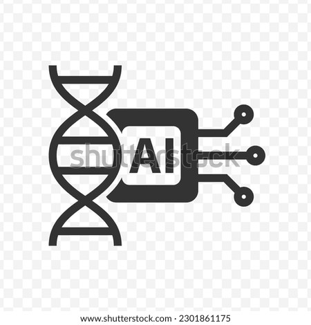 Vector illustration of ai science icon in dark color and transparent background(png).