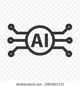 Vektorgrafik von ai Technologie Symbol in dunkler Farbe und transparentem Hintergrund (png).