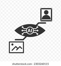 Vector illustration of ai technology icon in dark color and transparent background(png).