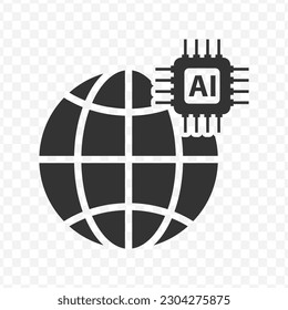 Vector illustration of ai technology internet icon in dark color and transparent background(png).