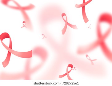 Vector illustration of AIDS background. Blur and focus red ribbons on light backdrop