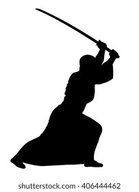 Vector illustration of aikido techniques with sword