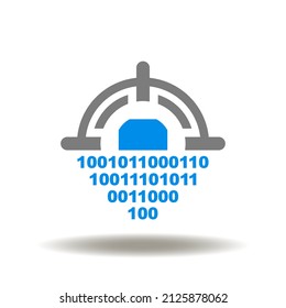 Vector illustration of aim with digital numbers. Icon of digital business. Symbol of electronic cyber goals marketing.