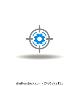 Vector illustration of aim gear. Icon of scope of work. Symbol of work management and target achievement.