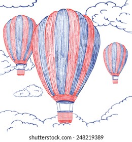 Vector illustration of air ballon in the sky