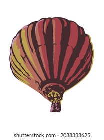 Vector illustration of air ballon in vintage style isolated on white background.