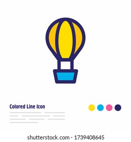 Vector illustration of air balloon icon colored line. Beautiful joy element also can be used as airship icon element.