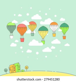 Vector illustration of an Air Balloons in the sky 