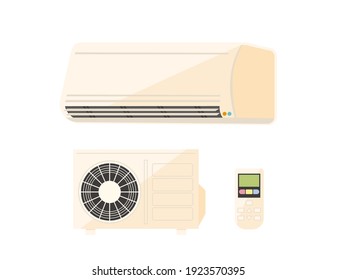 Vector illustration of air conditioner and outdoor unit.