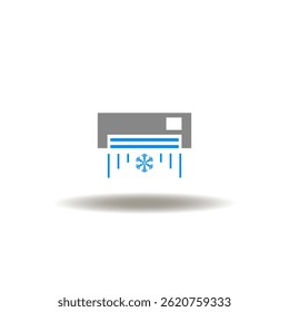 Ilustración vectorial de aire acondicionado o sistema split con copo de nieve y viento. Símbolo de HVAC Calefacción Ventilación Aire acondicionado Refrigeración.