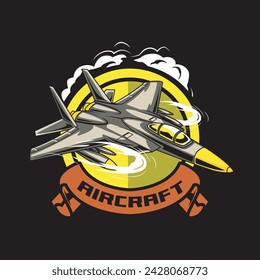 Vector Illustration Air Jet from side view
with AIRCRAFT text Esport Logo