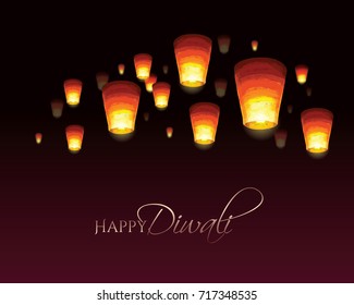 vector illustration . air lanterns for Diwali festival of lights and light. design element of discounts and super offers