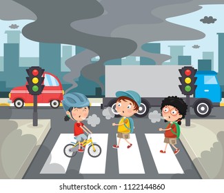 Vector Illustration Of Air Pollution
