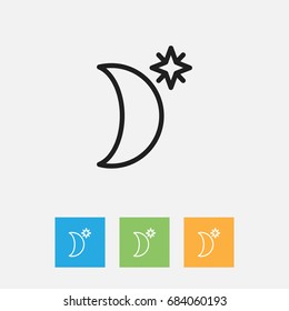 Vector Illustration Of Air Symbol On Evening Skies Outline. Premium Quality Isolated Night Sky Element In Trendy Flat Style.