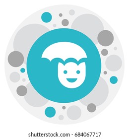 Vector Illustration Of Air Symbol On Male Icon. Premium Quality Isolated Happy Man Element In Trendy Flat Style.
