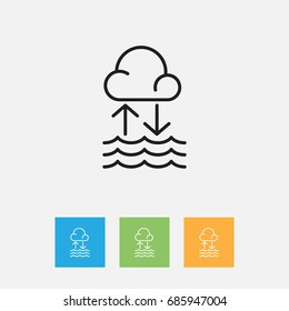 Vector Illustration Of Air Symbol On Water Cycle Outline. Premium Quality Isolated Evaporation Condensation Element In Trendy Flat Style.