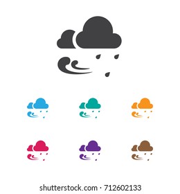 Vector Illustration Of Air Symbol On Rainstorm Icon. Premium Quality Isolated Tempest   Element In Trendy Flat Style.