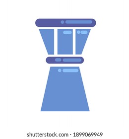 vector illustration of air traffic control tower, atc, in blue color.  illustrations for airports, air transportation.  minimalist flat design