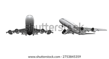 Vector illustration of aircraft takeoff to the sky.