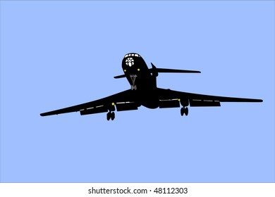 Ilustración vectorial de las aeronaves bajo el cielo azul