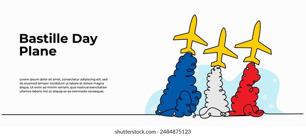 Vector illustration of aircraft.Modern flat in continuous line style.