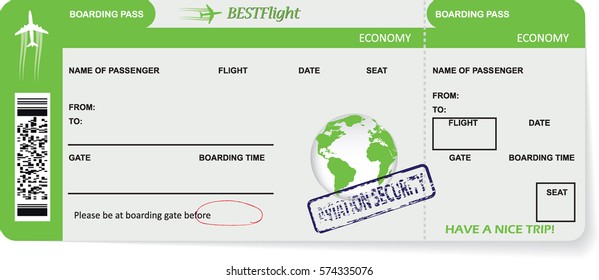 Vector illustration of an airlane boarding pass ticket for traveling by plane