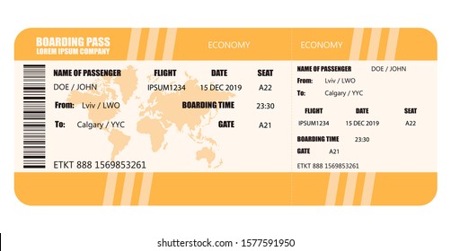 Vector illustration of airline boarding pass - stock vector