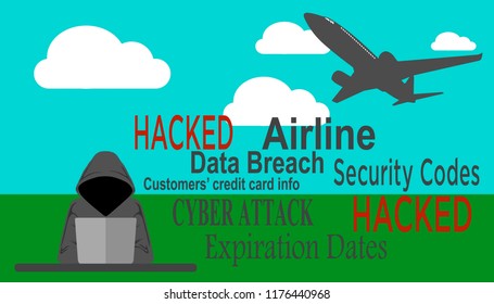 Vector illustration of Airline data breach that compromised customers' information.