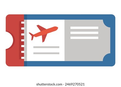 Vector illustration of an airline ticket design with a red airplane icon and barcode