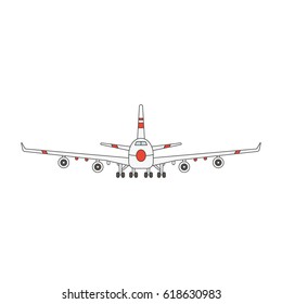 Vector illustration of an airliner model on white background. Aircraft topic.