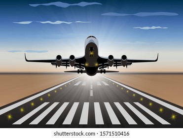 Vector illustration of an airliner on takeoff