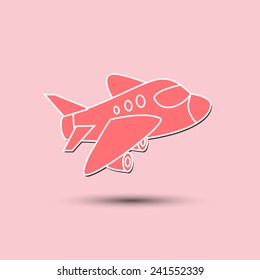 Vector illustration of airplane against color background.
