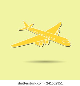 Vector illustration of airplane against color background.