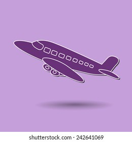 Vector illustration of airplane against color background.
