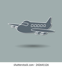 Vector illustration of airplane against color background.