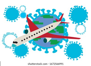 Vector illustration of airplane and aviation business is in crisis.effect of covid-19 covid19 coronavirus to airlines business. effect of covid-19 covid19 coronavirus to airlines industry.flat design.