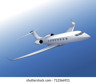 Vector illustration of an airplane in a blue sky.