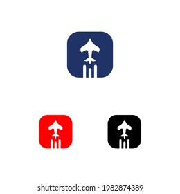 vector illustration of airplane in box along with color choices. great for logos and icons of tourism, transportation and travel agents