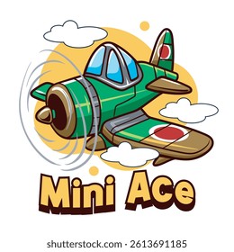 Vector Illustration of Airplane with Cute Illustration Available for Tshirt Design