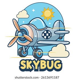 Vector Illustration of Airplane with Cute Illustration Available for Tshirt Design