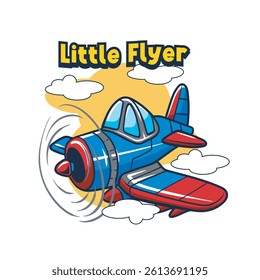 Vector Illustration of Airplane with Cute Illustration Available for Tshirt Design