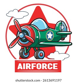 Vector Illustration of Airplane with Cute Illustration Available for Tshirt Design