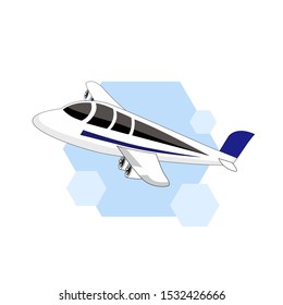 Vector illustration of an airplane in detail and realism. With a white background.