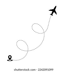 Vector illustration of Airplane dotted line route icon