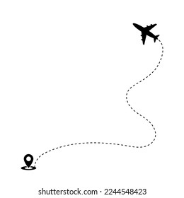 Vector illustration of Airplane dotted line route icon