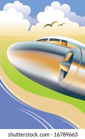 Vector illustration of an airplane flying